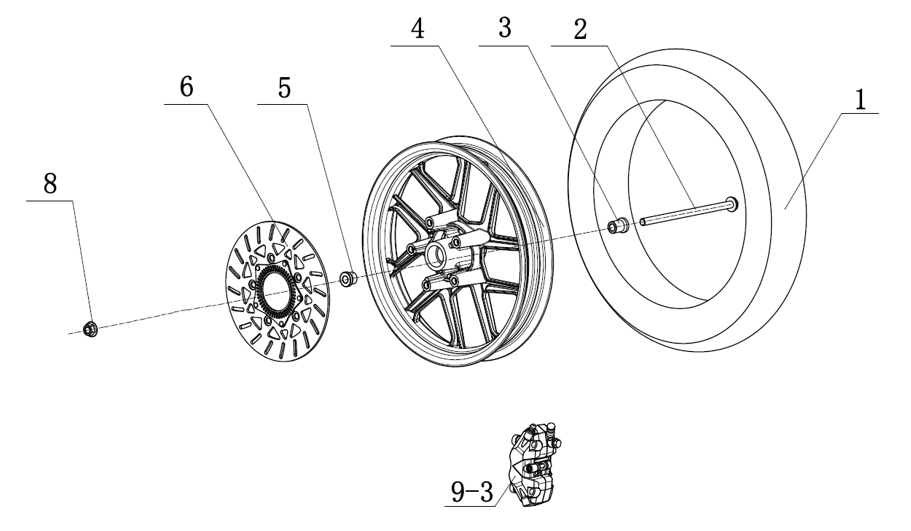 Framhjul - Skivbroms - Främre bromsskiva