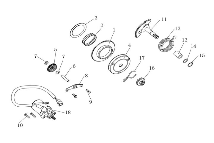 Startmotor - Bendixdrev - Kickaxel