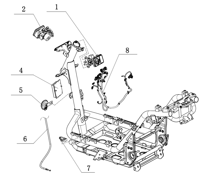 Tändningslås - Kabelstam - Batteriluckevajer - ABS-enhet