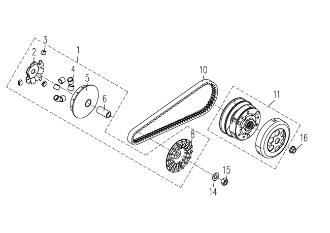 Variator - Drivrem - Vikter