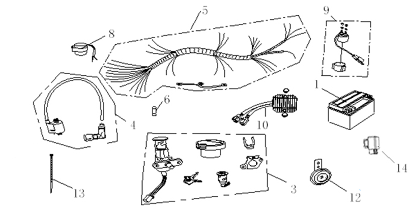 Elsystem 1 - Tändspole - Laddningsregulator - Tändningslåssats