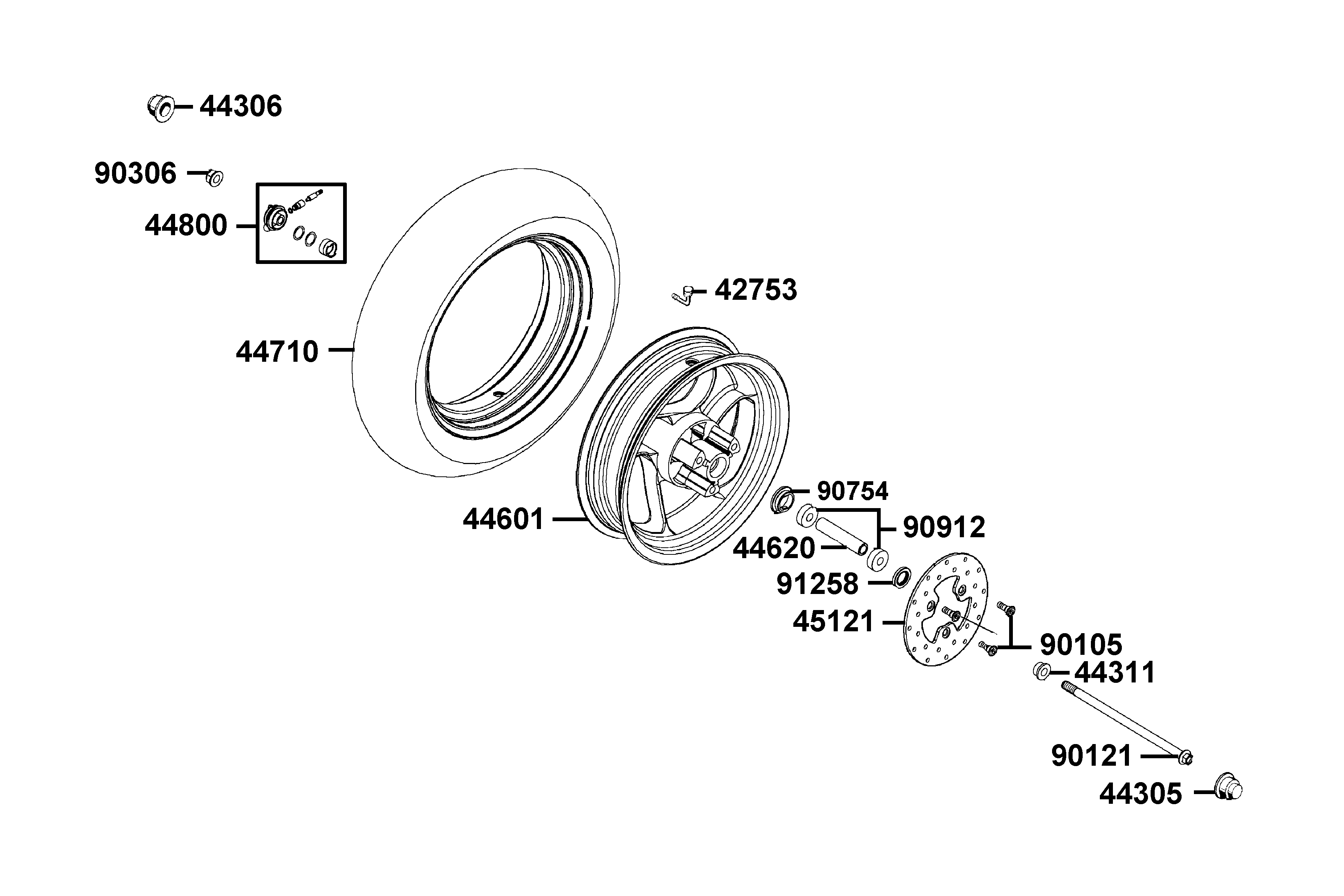 Framhjul - Bromsskiva - Fälg