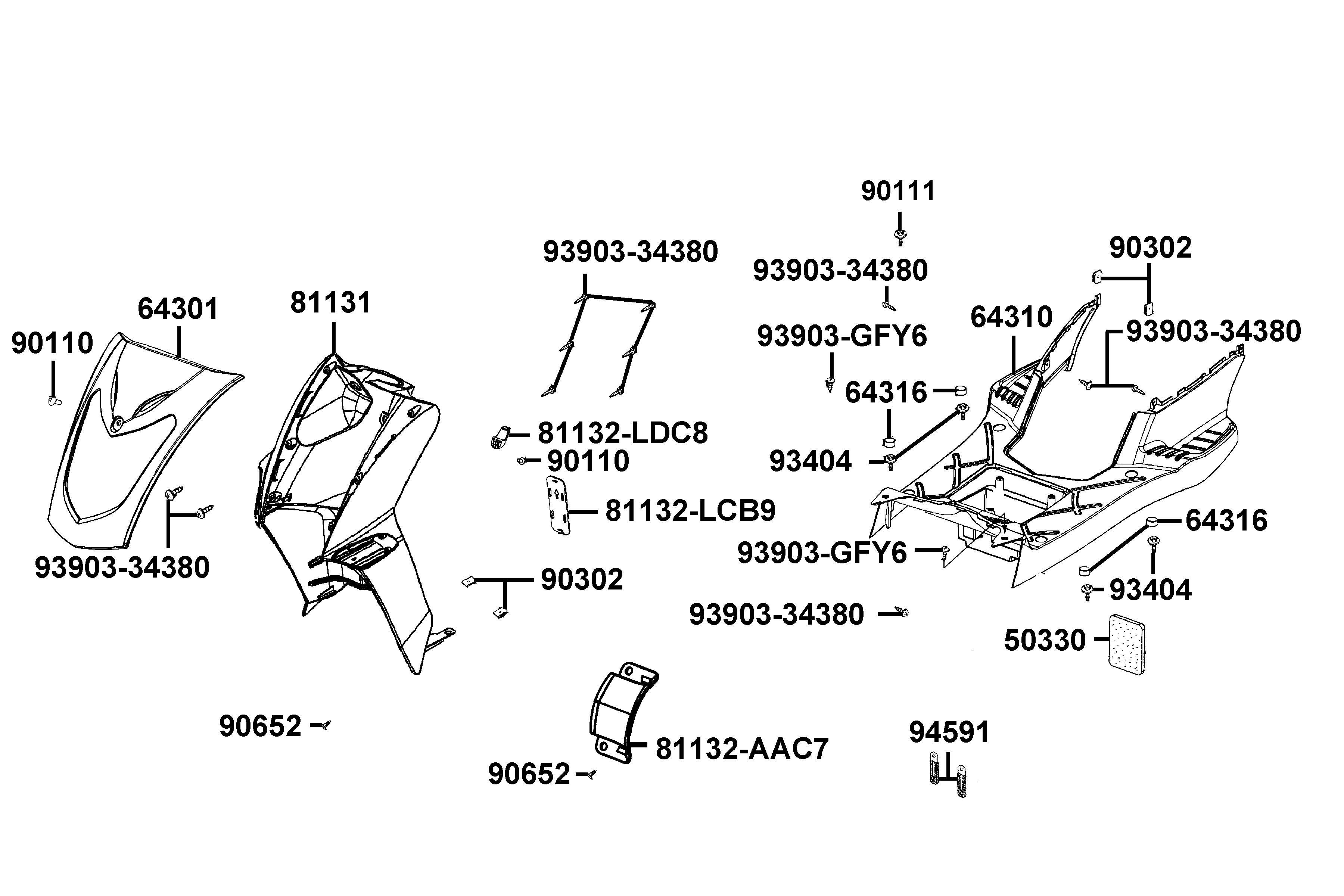 Frontkåpa - Sidokåpor fram - Golv