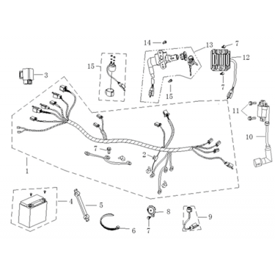 Elsystem 1 - Tändspole - Laddningsregulator - Tändningslåssats