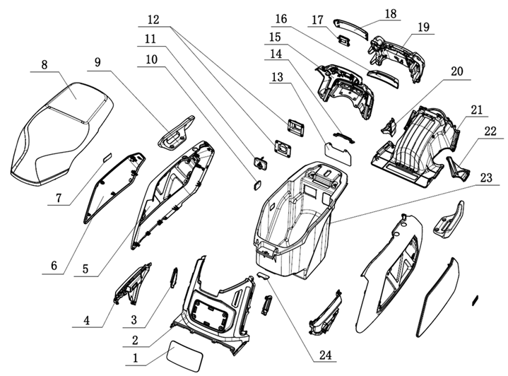 Sidokåpor bak - Passagerarhandtag - Sadel