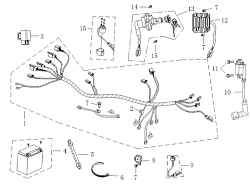 Elsystem 1 - Tändspole - Laddningsregulator - Tändningslåssats