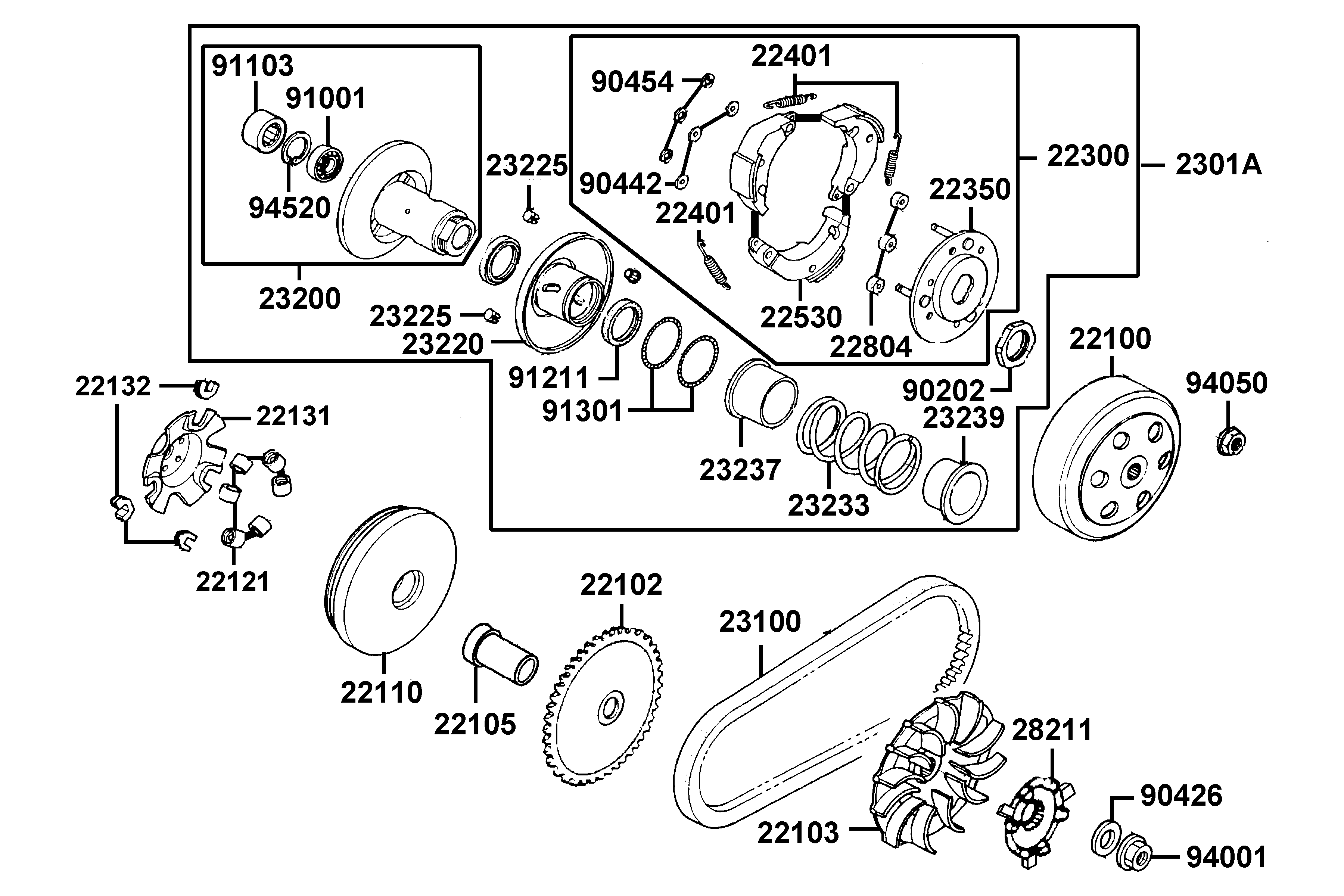 Variator - Drivrem - Vikter