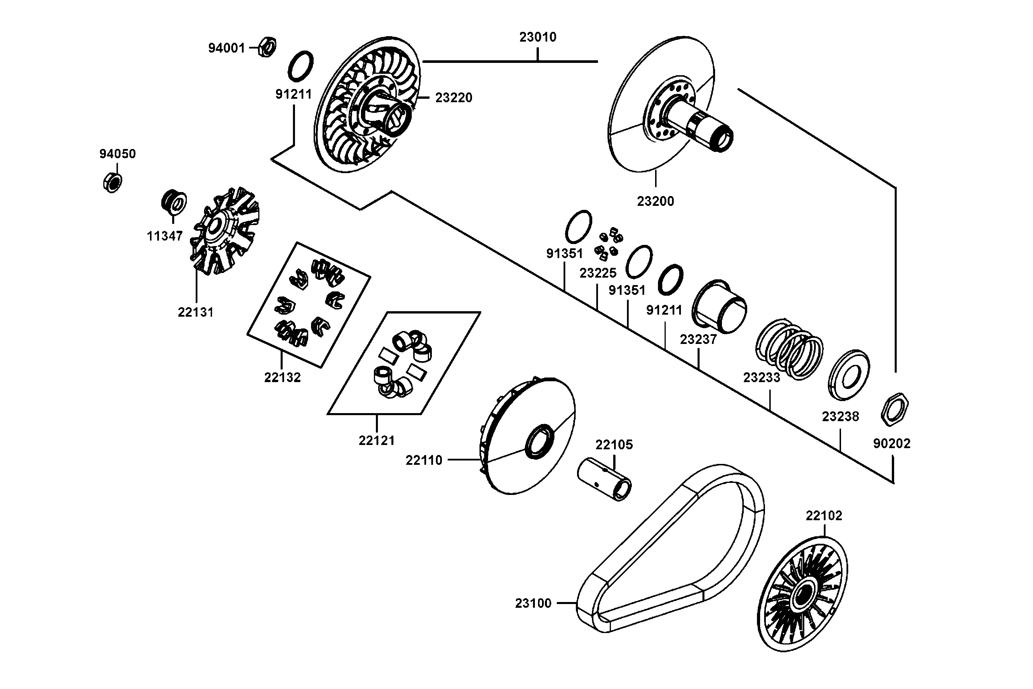 Variator - Variatorrem - Variatorvikter