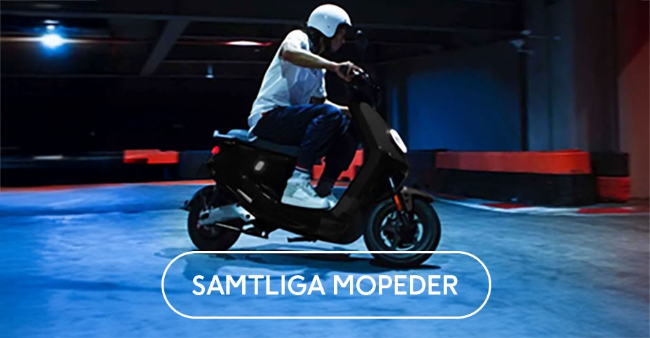 Ung man kör en moped på bakhjulet, under en bro