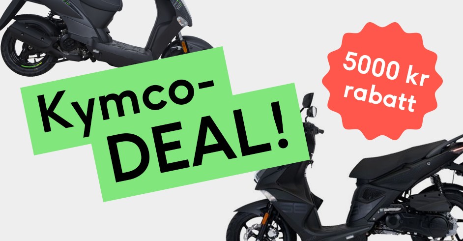 Framd&auml;cket p&aring; en moped i sn&ouml;. texten "Vinterutrusta din moped"